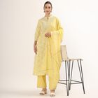 Women's Bright Mustard Yellow Mandarin Collar Embroidered Kurta, Yellow, small image number null