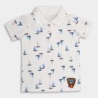 Boys' 100% Cotton Half Sleeves T-Shirt with Nautical Print, सफ़ेद, small image number null