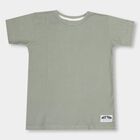 Boys' Light Sage Green Round Neck Casual T-Shirt, Light Green, small