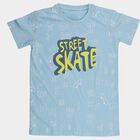 Boys Aqua Round Neck Casual T-Shirt, Aqua, small