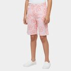 Girls' Soft Pink Floral Printed Relaxed Fit Capri, Light Pink, small image number null