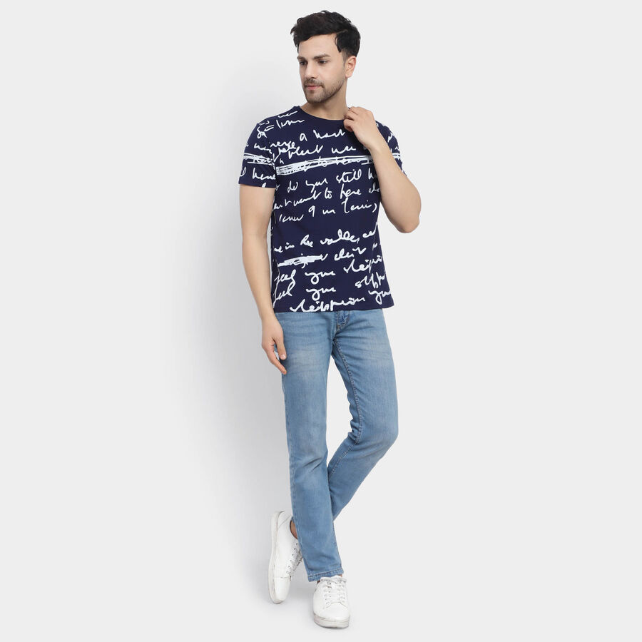 Round Neck T-Shirt, Navy Blue, large image number null