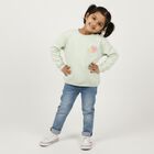 Girls Light Sage Green Crew Neck Casual Sweatshirt, हल्का हरा, small image number null