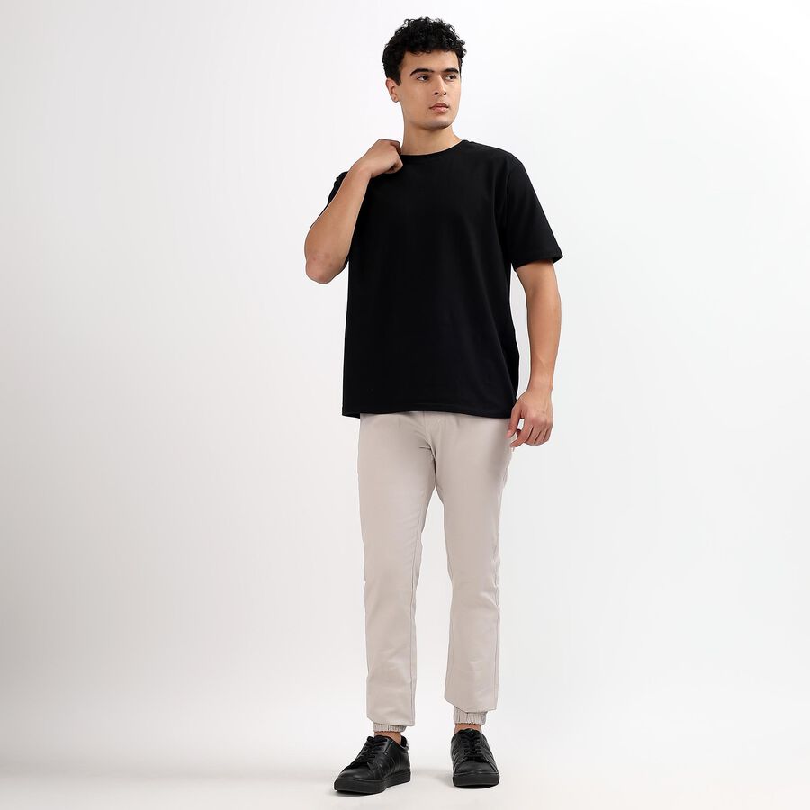 Men's 100% Cotton Slim Fit Casual Trousers , Silver, large image number null