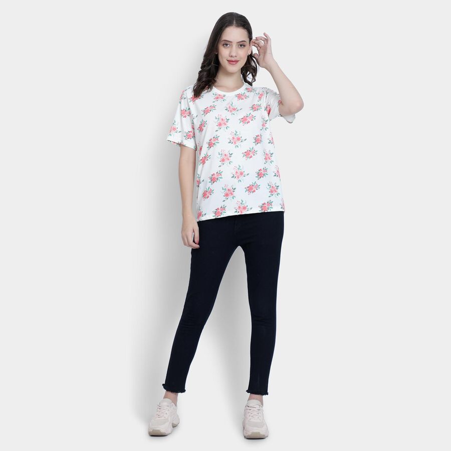 Ladies' Round Neck T-Shirt , ऑफ व्हाइट, large image number null