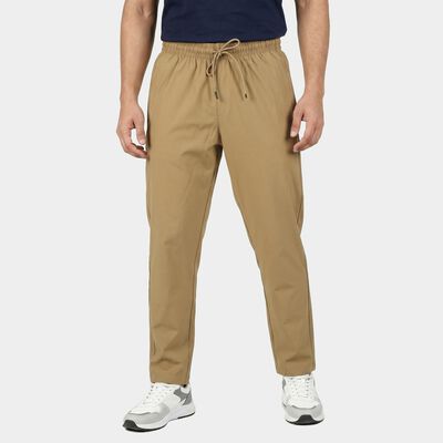 Men's Beige Straight Fit Solid Track Pants