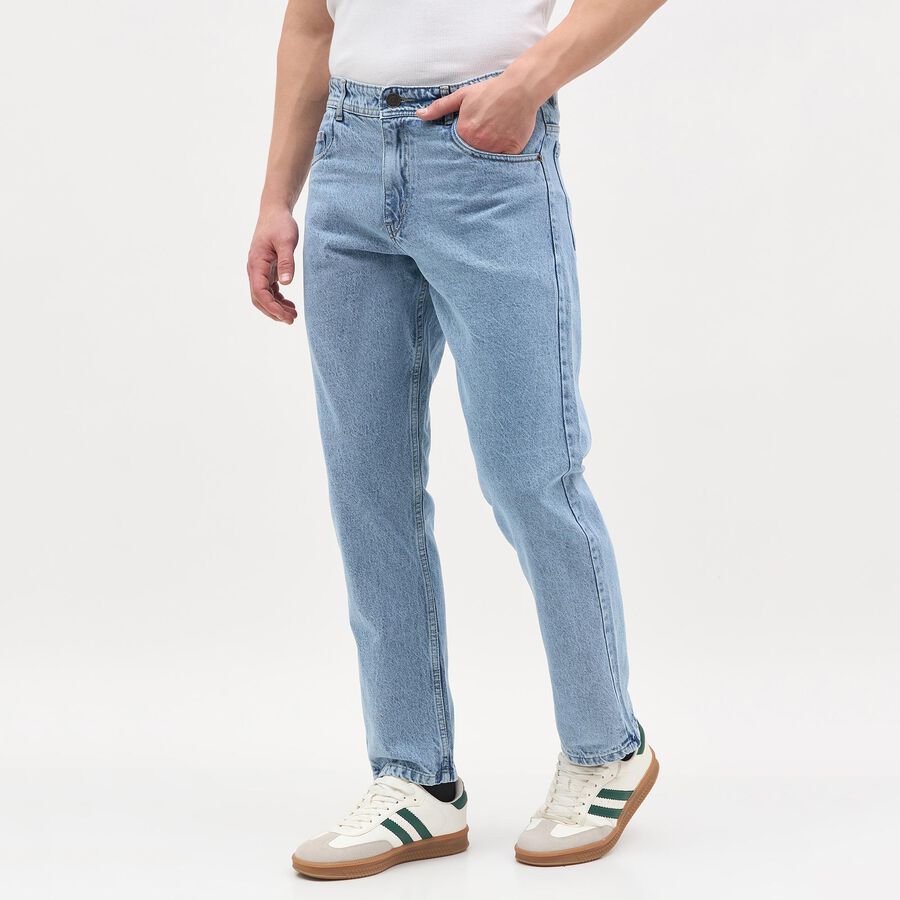 Men's Light Blue Straight Fit Classic Jeans, Light Blue, large