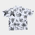 Boys White Cotton Camp Collar Casual Shirt, White, small