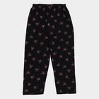 Girls' Black Regular Fit Cat Printed Cotton Blend Pyjama, Black, small