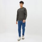 Men's Dark Charcoal Grey Crew Neck Casual Sweatshirt, Dark Grey, small image number null