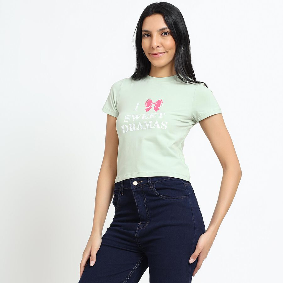 Ladies' Round Neck T-Shirt, Light Green, large image number null