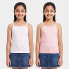 Girls' Pink Cotton Sleeveless Square Neck Vest, हल्का गुलाबी, small