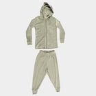 Girls Muted Sage Green Zip-Up Hoodie Casual Hipster Set, Light Green, small image number null