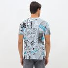 Men's Light Blue Cotton Round Neck Graphic Printed T-Shirt, Sky Blue, small image number null