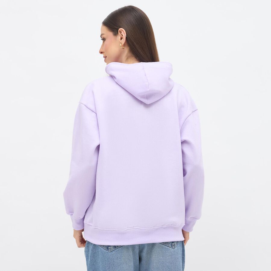 Women's Soft Lavender Hooded Neck Casual Sweatshirt, लाइलेक, large image number null