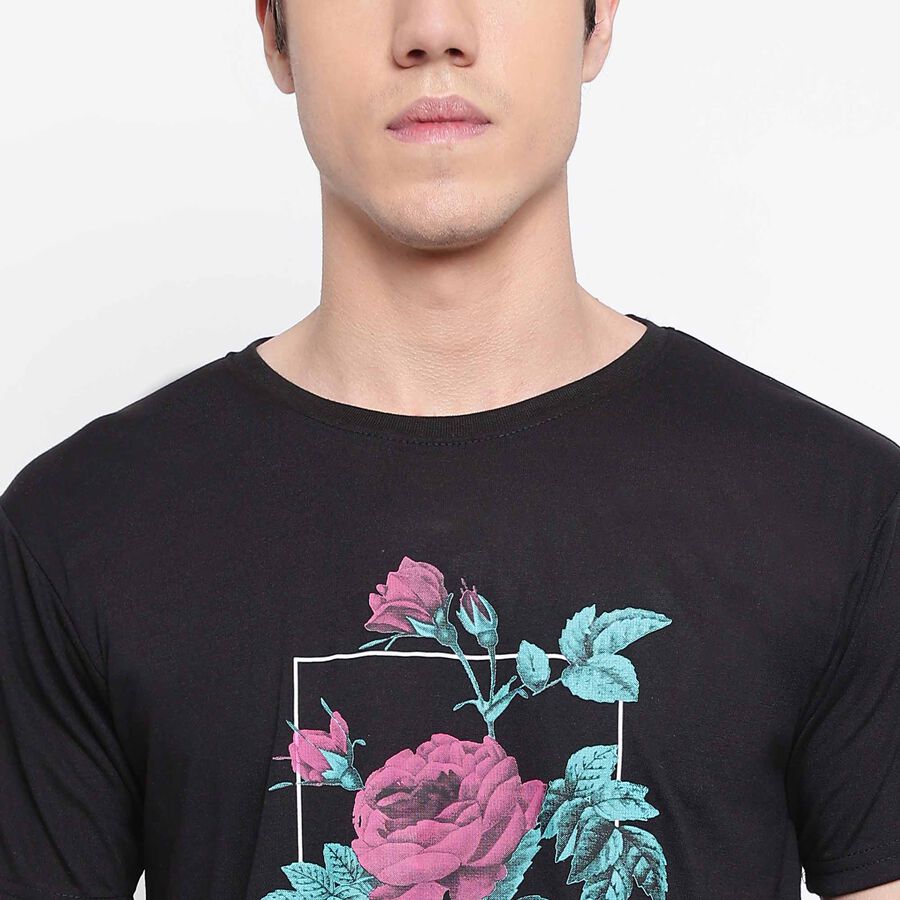 Round Neck T-Shirt, Black, large image number null