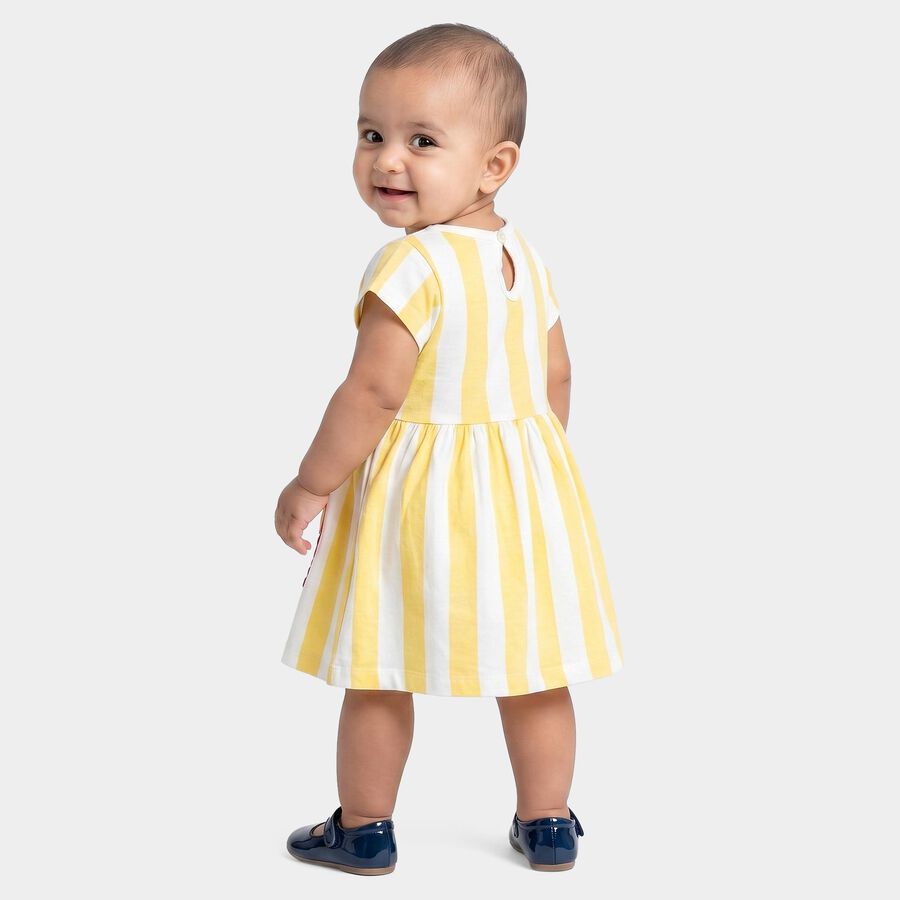 Infants' Yellow Striped Fit and Flare Frock, Yellow, large