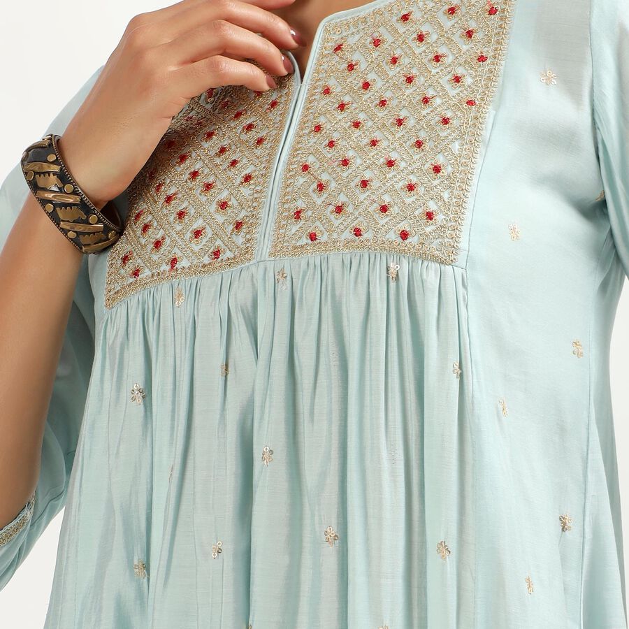 Women's Light Powder Blue Embroidered Ethnic Set, Light Blue, large