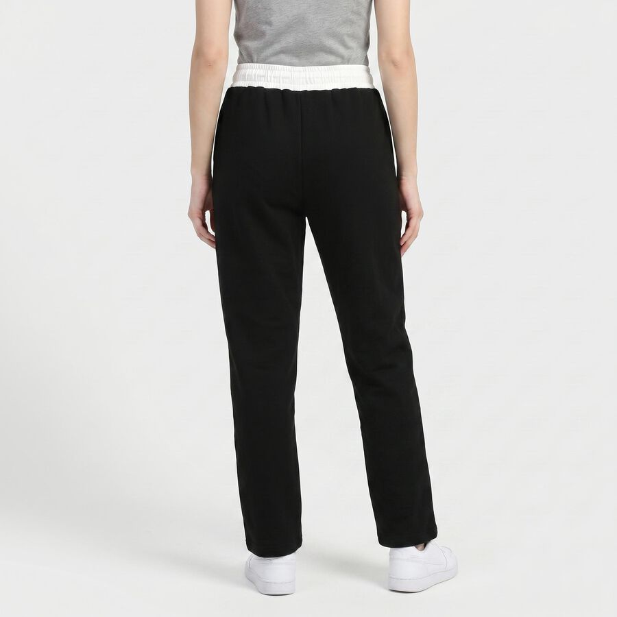 Women's Black Side-Striped Track Pants, काला, large