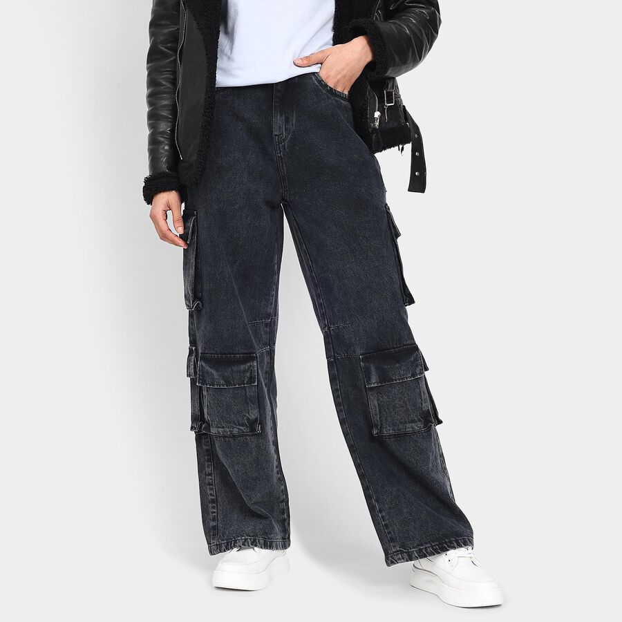 Ladies' 100% Cotton Jeans , Black, large image number null