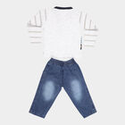 Infants Cotton Baba Suit, Melange Light Grey, small image number null