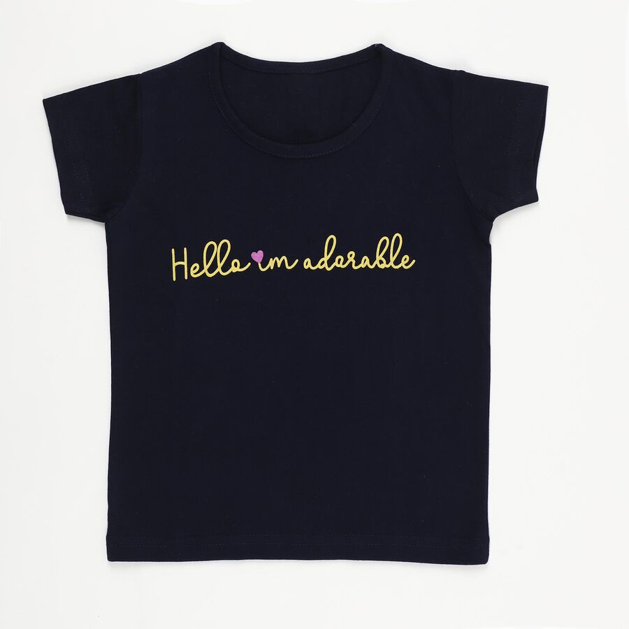 Girls' T-Shirt, नेवी ब्लू, large image number null