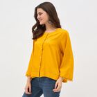 Women's Bright Mustard Yellow Round Neck Printed Kurti, Yellow, small image number null