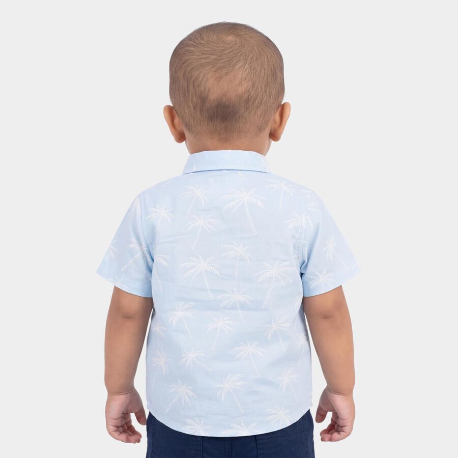 Infants Light Blue Cotton Half Sleeve Classic Casual Shirt, Light Blue, large