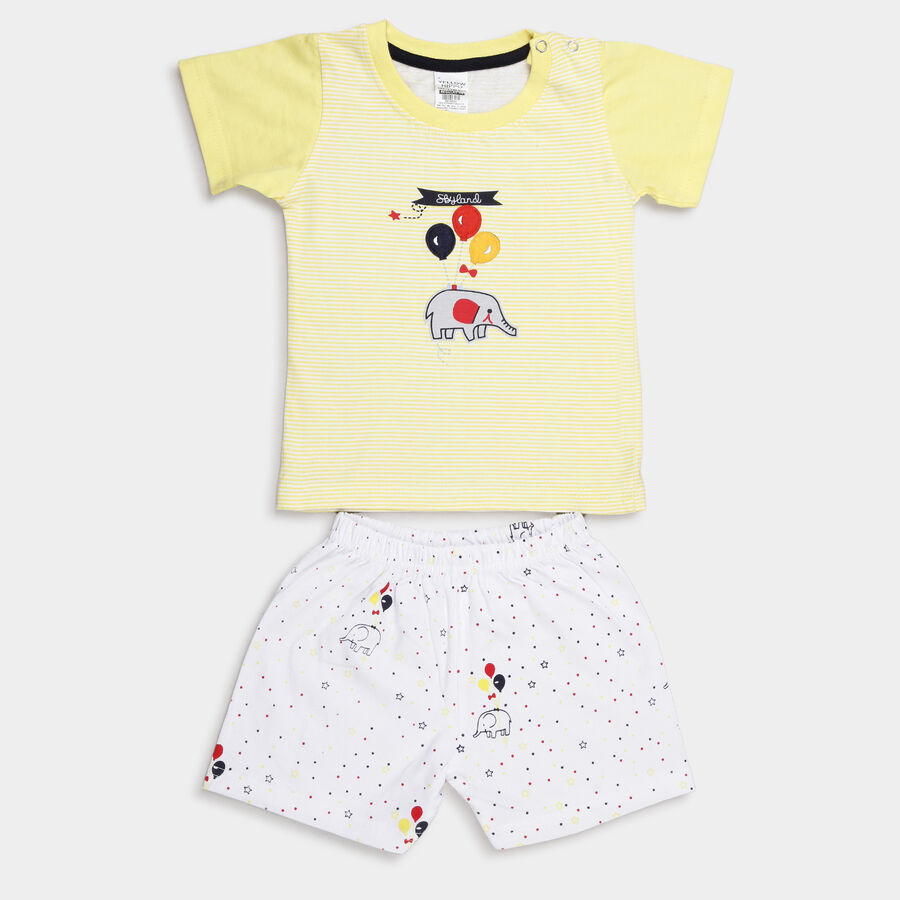 Infants Cotton Round Neck Baba Suit, Yellow, large image number null