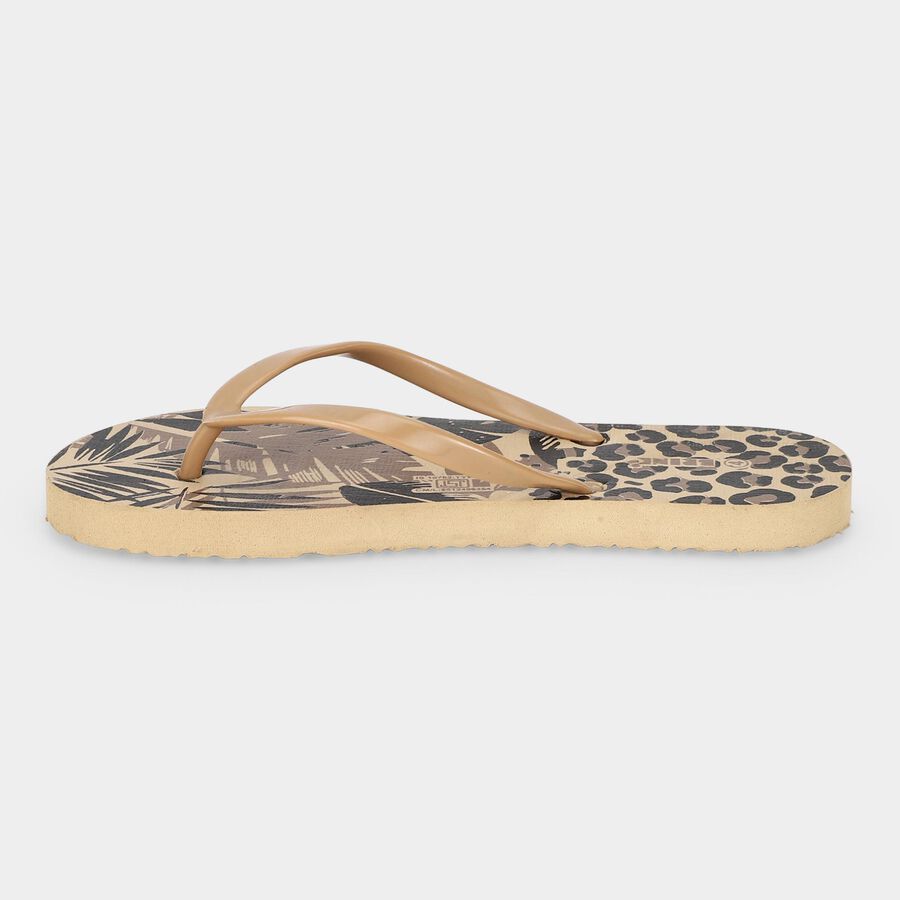Women's Beige Printed Flip-Flop Slippers, गहरा पीला, large