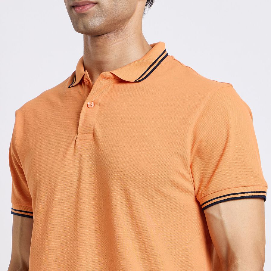 Men's Collared Half Sleeves T-Shirt, Orange, large image number null