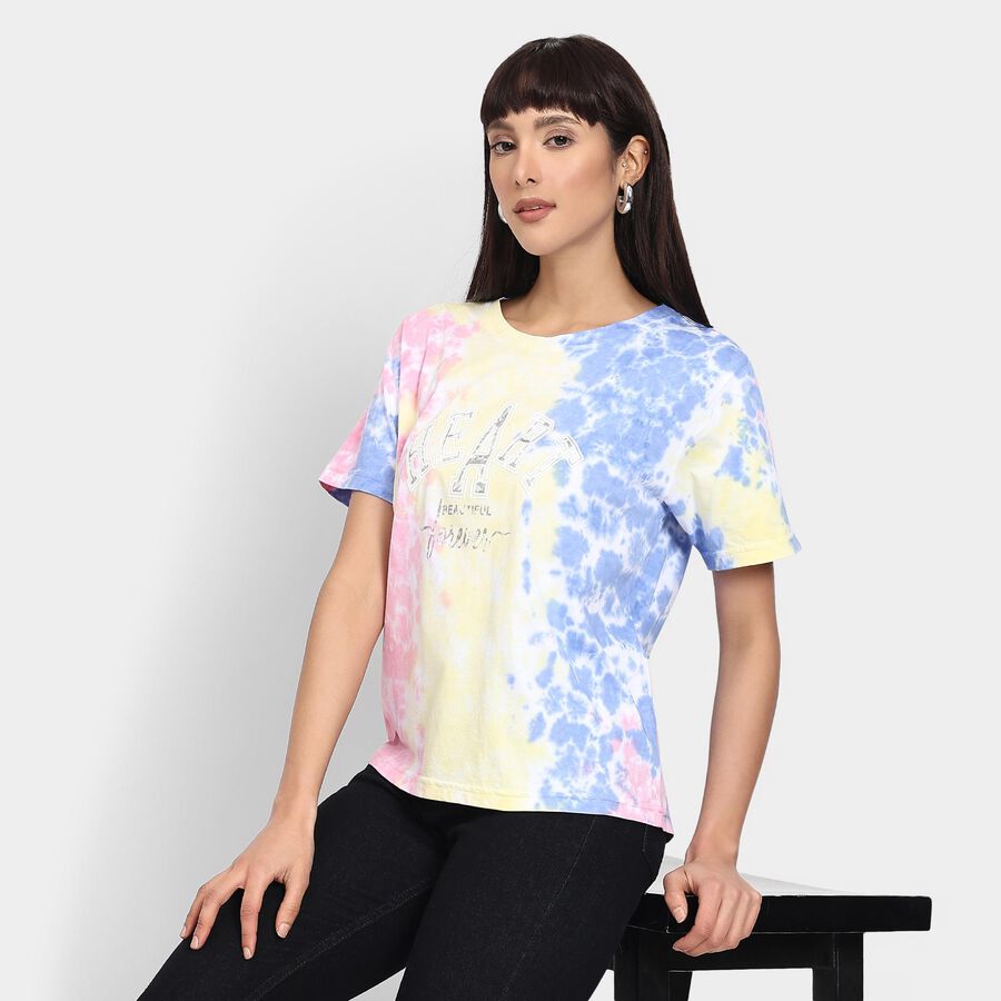 Ladies' 100% Cotton Round Neck T-Shirt , Pink, large image number null