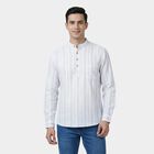 Men's White Mandarin Collar Solid Kurta, सफ़ेद, small
