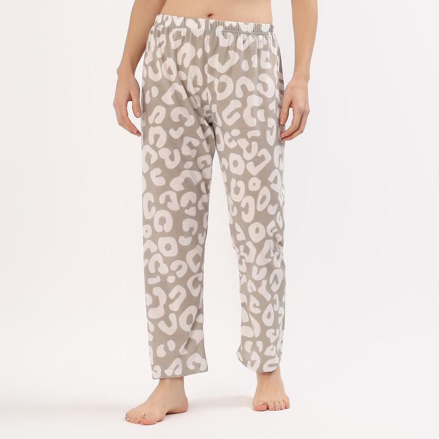 Women's Muted Taupe Printed Relaxed Fit Pyjama, Light Grey, large