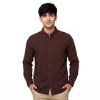 Men's Maroon Cotton Button-Down Collar Regular Fit Casual Shirt, मरून, small