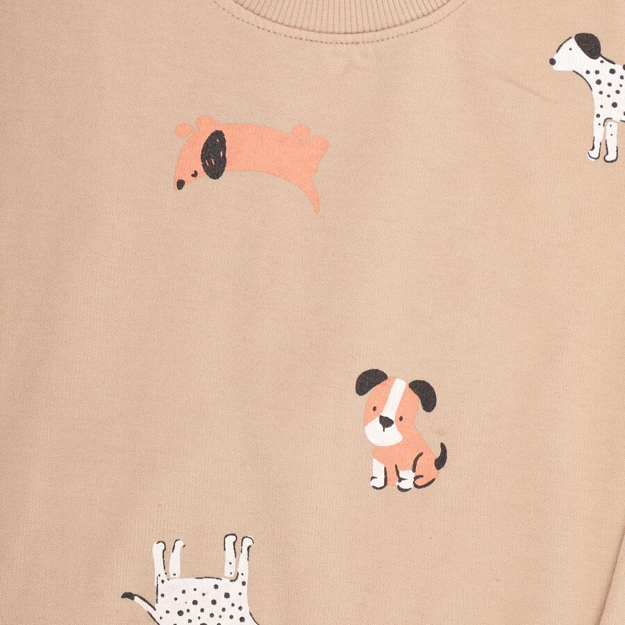 Boys Light Beige Crew Neck Casual Sweatshirt, Beige, large image number null