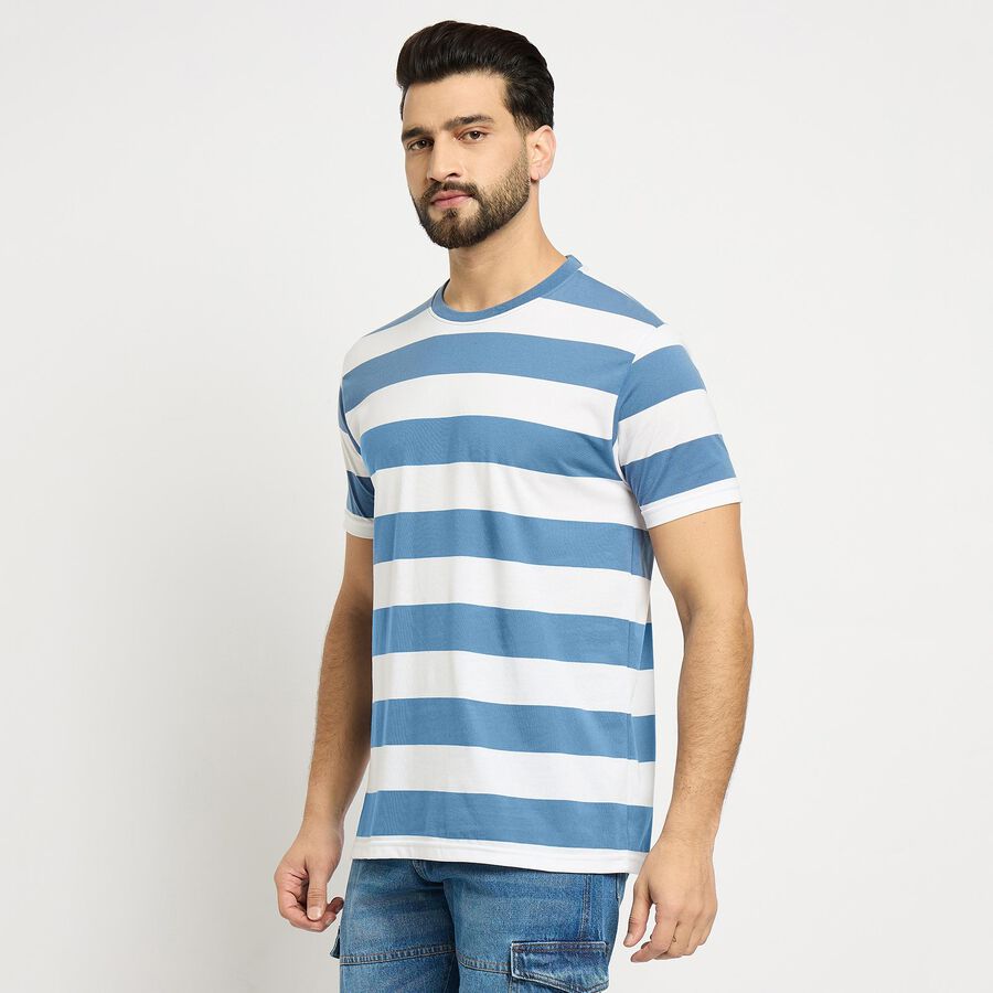Men's Round Neck Half Sleeves T-Shirt , Mid Blue, large image number null