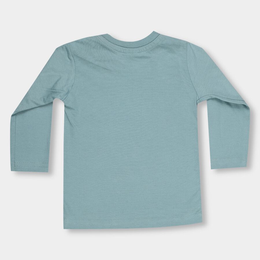 Infants Bright Turquoise Blue Cotton Round Neck Casual T-Shirt, Teal Blue, large image number null