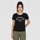 Women Black Round Neck Regular T-Shirt, Black, small