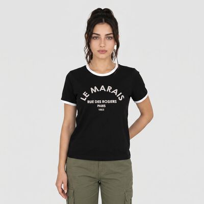 Women Black Round Neck Regular T-Shirt