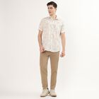 Men's Off-White Cotton Half Sleeve Classic Casual Shirt, Off White, small