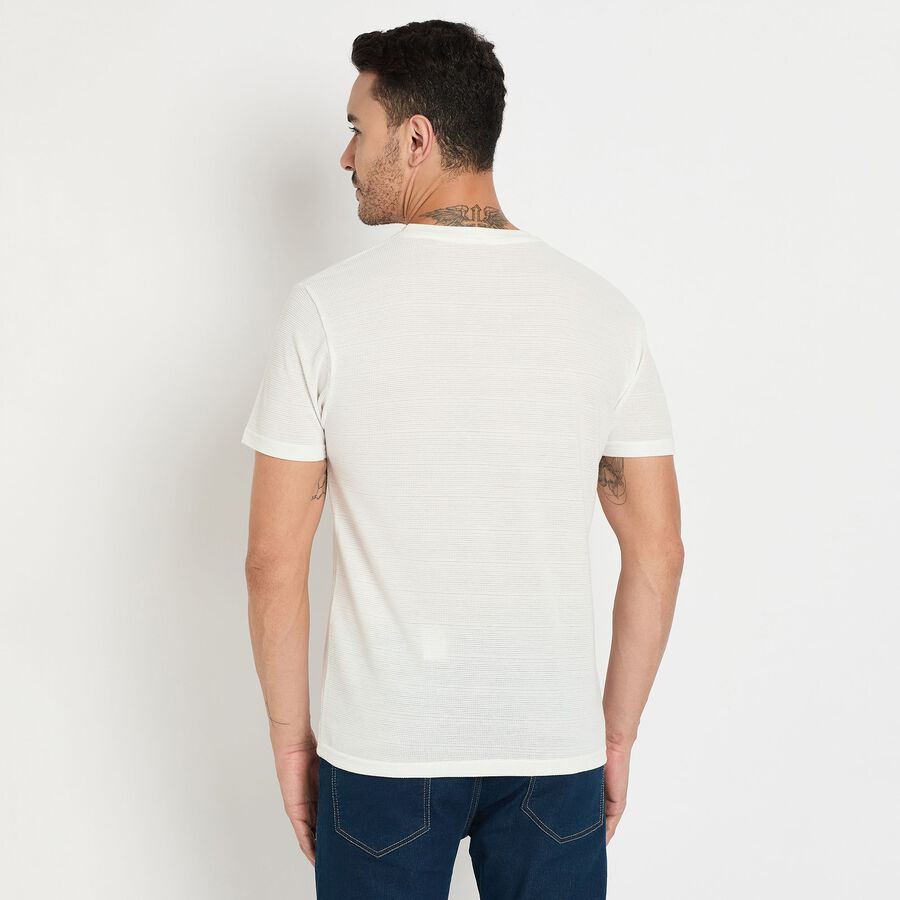 Men's Round Neck Half Sleeves T-Shirt , Off White, large
