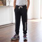 Boys' Black Jogger Graphic Printed Winter Pyjama, काला, small