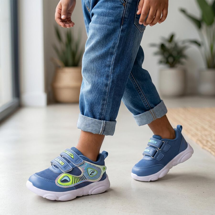 Boys' Blue Velcro Sneakers, नीला, large