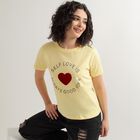 Women's Bright Yellow Cotton Round Neck Graphic Print T-Shirt, Yellow, small