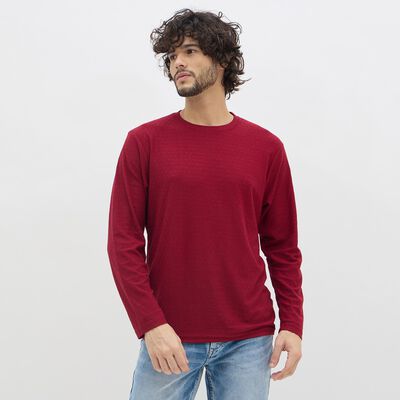 Men's Rich Maroon Crew Neck Casual T-Shirt