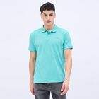 Men's Bright Aqua Green Polo Neck Solid T-Shirt, Aqua, small image number null