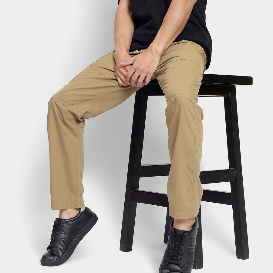 Men's 100% Cotton Track Pants, Khaki, large image number null