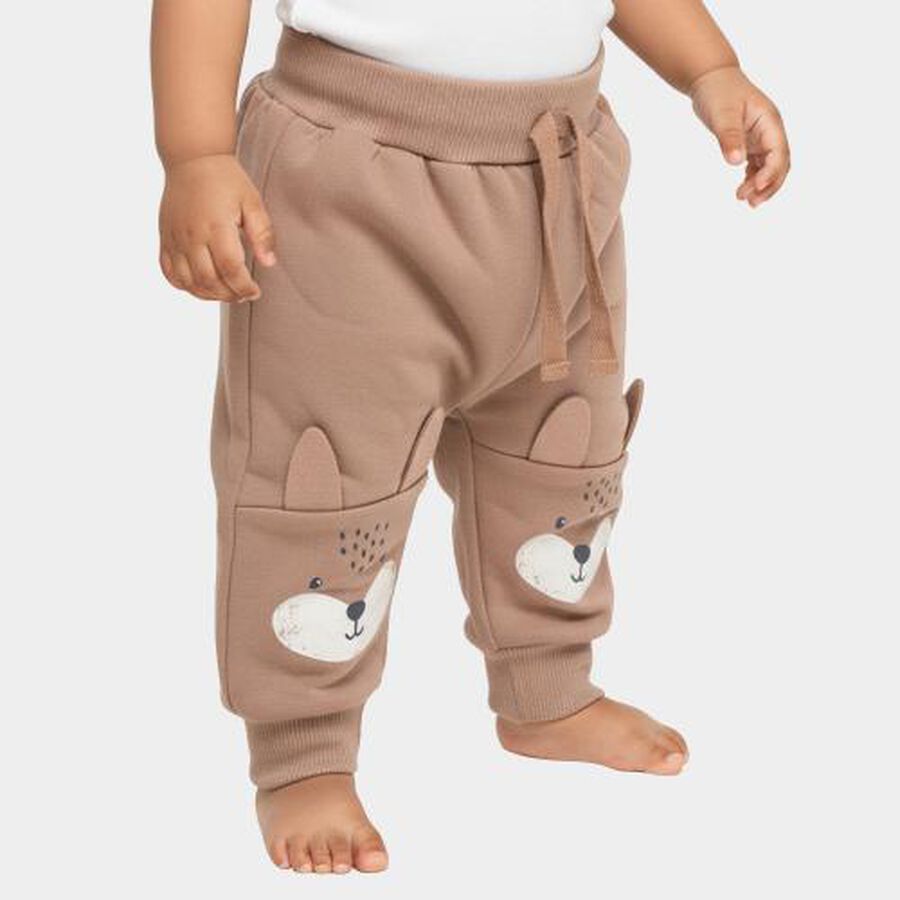 Infants Warm Beige Animal Print Cotton Blend Pyjama, गहरा पीला, large image number null