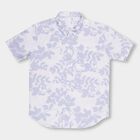 Boys Light Blue and White Cotton Half Sleeve Regular Collar Casual Shirt, Light Blue, small image number null